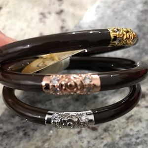 NWT BuDhaGirl THREE KINGS ALL WEATHER BANGLES chocolate